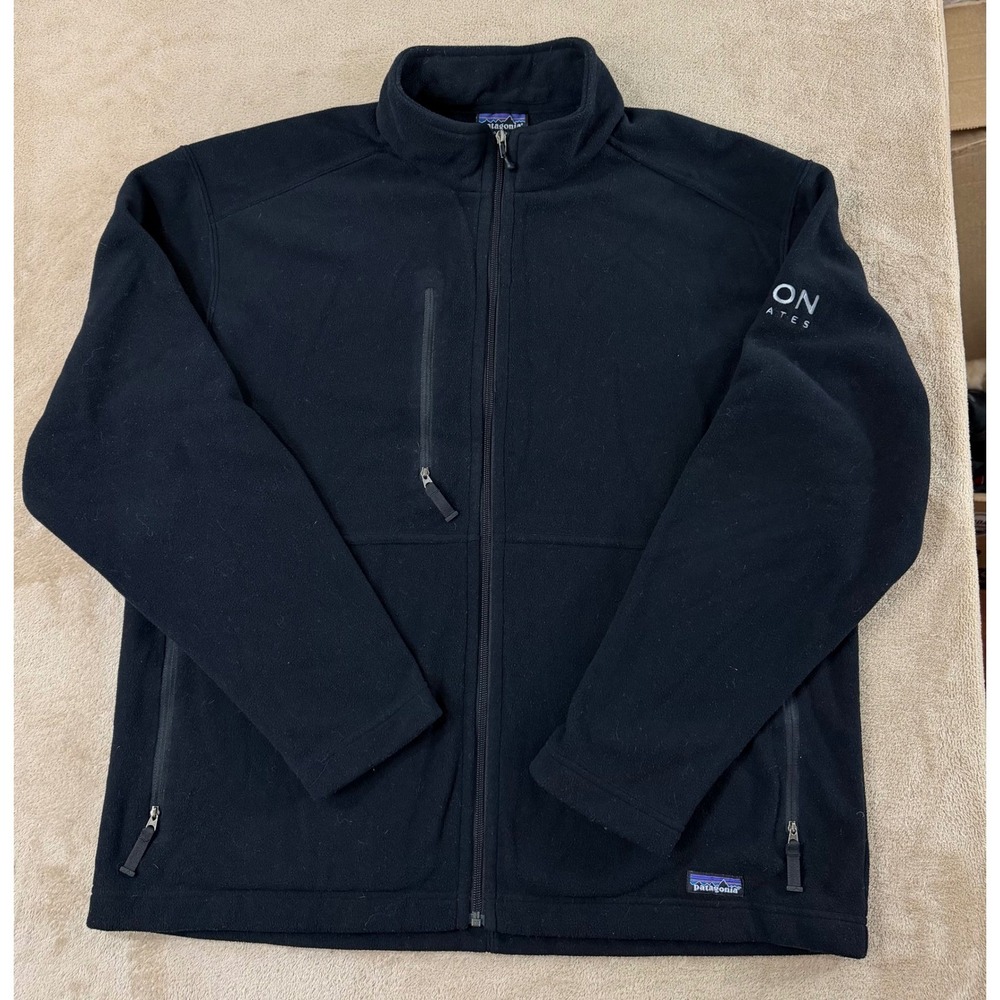 Vintage Patagonia Synchilla Jacket Men XL black, embroidered Logo Full Zip ‎ EUC